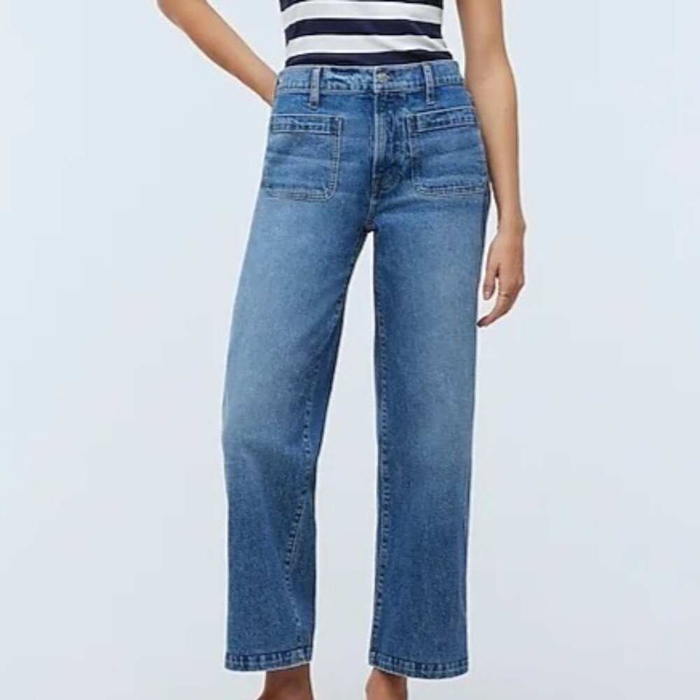 NWT Madewell Emmett Wide Leg Jean Sz 28 Lakecourt Wash 30" Full Length